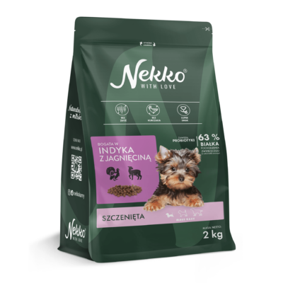 NEKKO karma sucha bezzbożowa szczeniak małe rasy bogata w indyka z jagnięciną - 2kg
