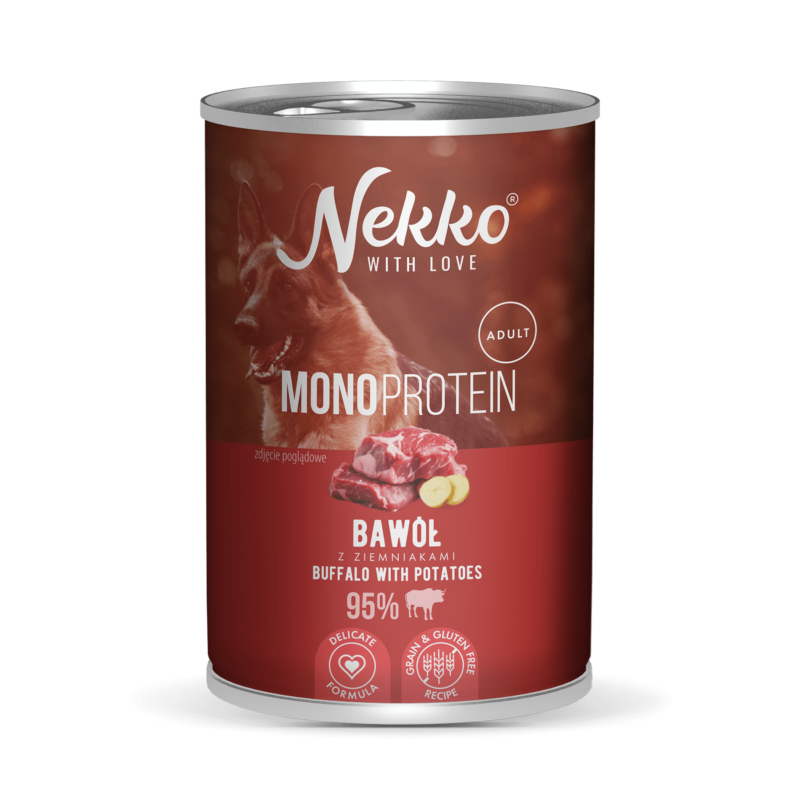 NEKKO MONOPROTEIN ADULT Bawół z ziemniakami puszka 400g