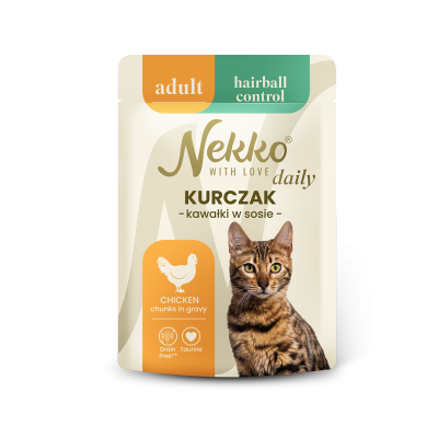 NEKKO DAILY ADULT HAIRBALL kurczak w sosie saszetka 85g