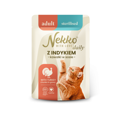 NEKKO DAILY ADULT STERILISED Z indykiem w sosie saszetka 85g