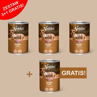 NEKKO MONOPROTEIN SPECIAL ADULT Bażant puszka 400g zestaw 3+1 GRATIS