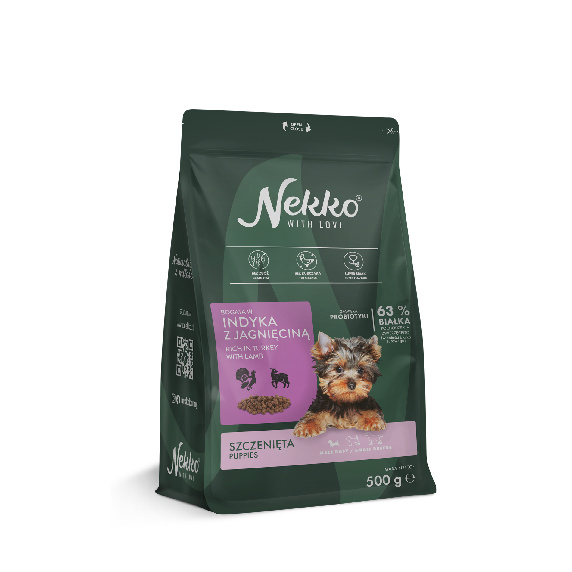 NEKKO karma sucha bezzbożowa szczeniak małe rasy bogata w indyka z jagnięciną