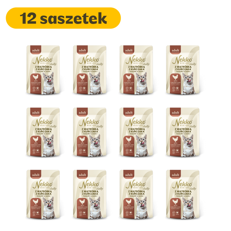 NEKKO DAILY ADULT z wątróbką z kurczaka w sosie, saszetka 85g (12 szt.)