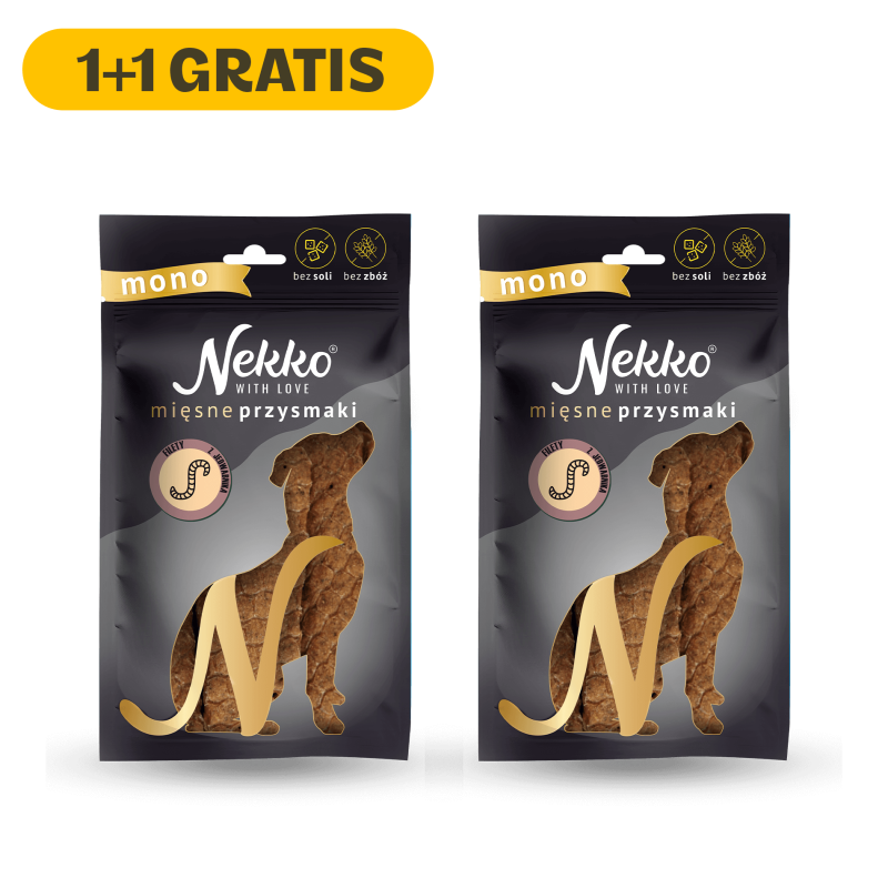 NEKKO Przysmak dla psa MONO – Filety z jedwabnika 80g (1+1 GRATIS)