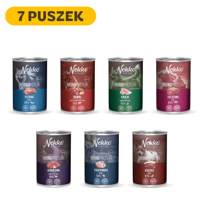 NEKKO MONOPROTEIN ADULT Zestaw Degustacyjny 7 smaków puszka 400g (7 szt.)