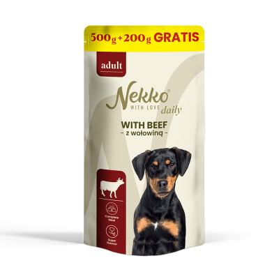NEKKO DAILY ADULT z wołowiną – saszetka 500g + 200g GRATIS!