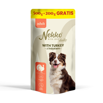 NEKKO DAILY ADULT z indykiem – saszetka 500g + 200g GRATIS!