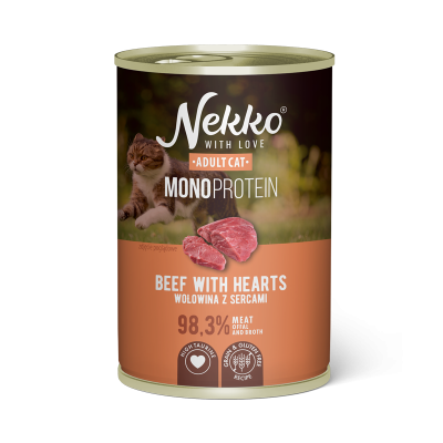 NEKKO MONOPROTEIN Adult Wołowina z sercami 400g