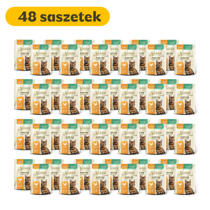 NEKKO DAILY ADULT HAIRBALL kurczak w sosie saszetka 85g (48 szt.)