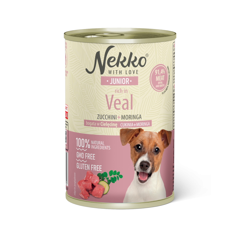 NEKKO puszka pies JUNIOR bogata w cielęcinę, cukinia + moringa