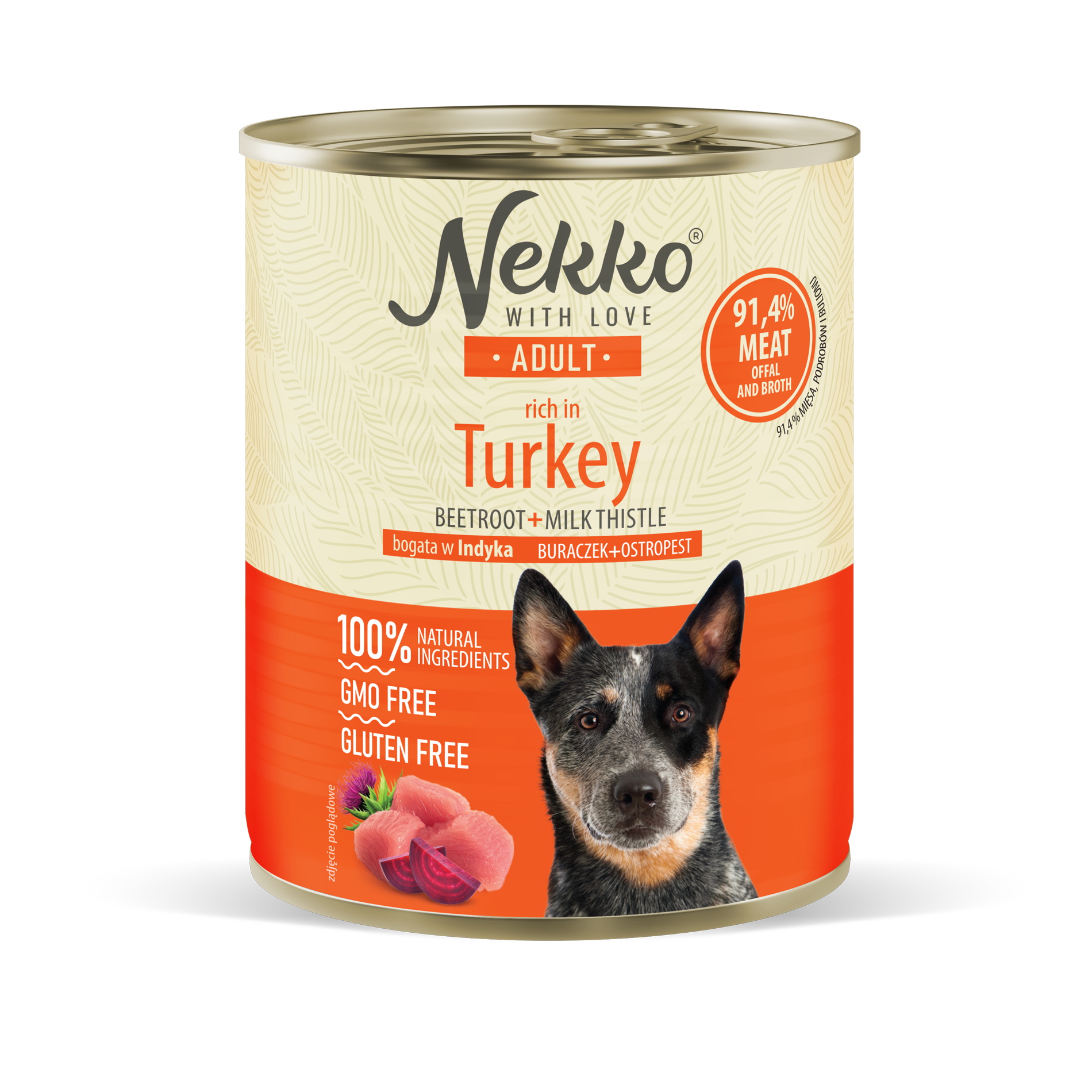 NEKKO puszka pies ADULT bogata w indyka, burak + ostropest