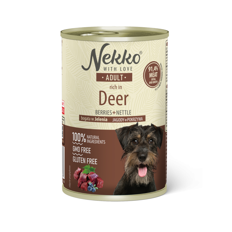 NEKKO puszka pies ADULT bogata w jelenia, jagody + pokrzywa