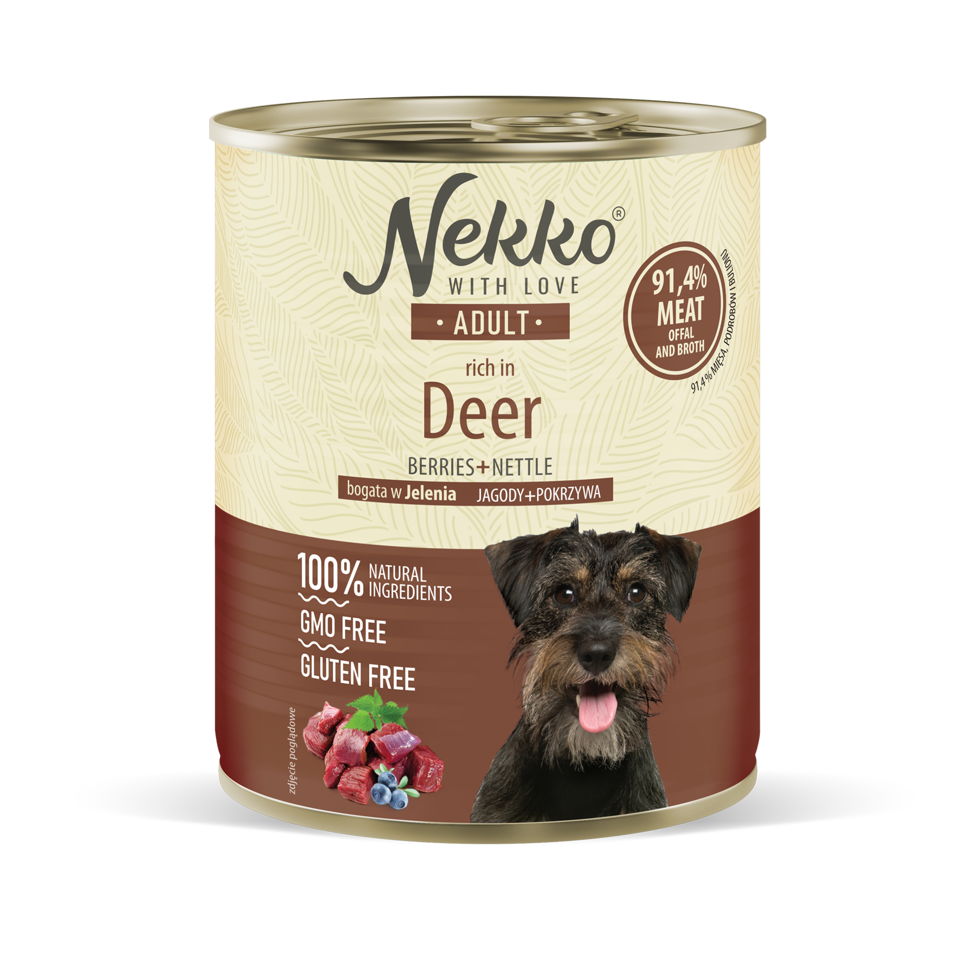 NEKKO puszka pies ADULT bogata w jelenia, jagody + pokrzywa