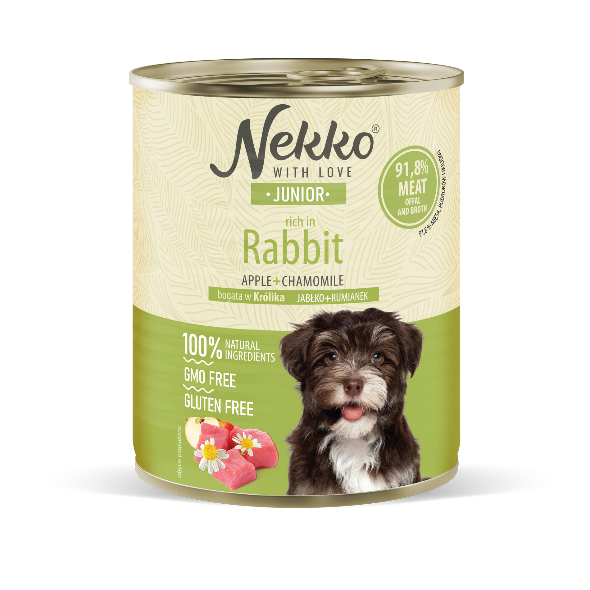 NEKKO puszka pies JUNIOR bogata w królika, jabłko + rumianek