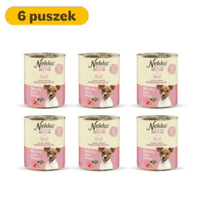NEKKO puszka pies JUNIOR bogata w cielęcinę, cukinia + moringa – 800g (6 szt.)
