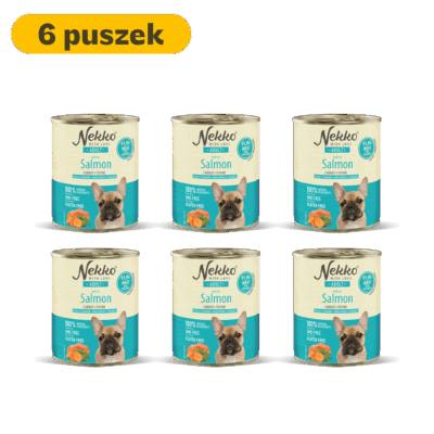 NEKKO puszka pies ADULT bogata w łososia, marchewka + tymianek – 800g (6 szt.)