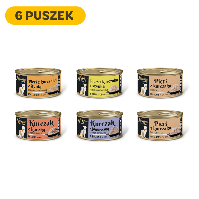 NEKKO SUPREME zestaw degustacyjny – drobiowy puszka 80g (6 szt.)
